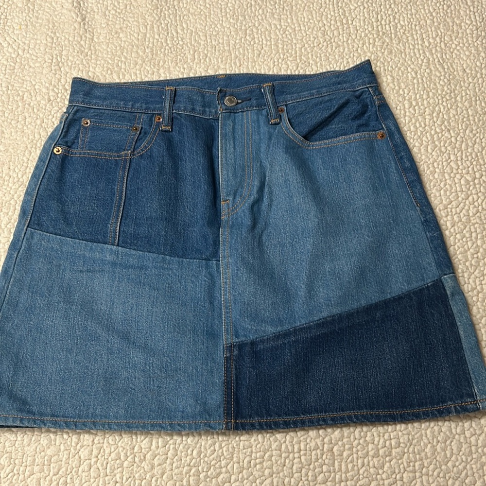 Levi's Blue Denim Patchwork Skirt